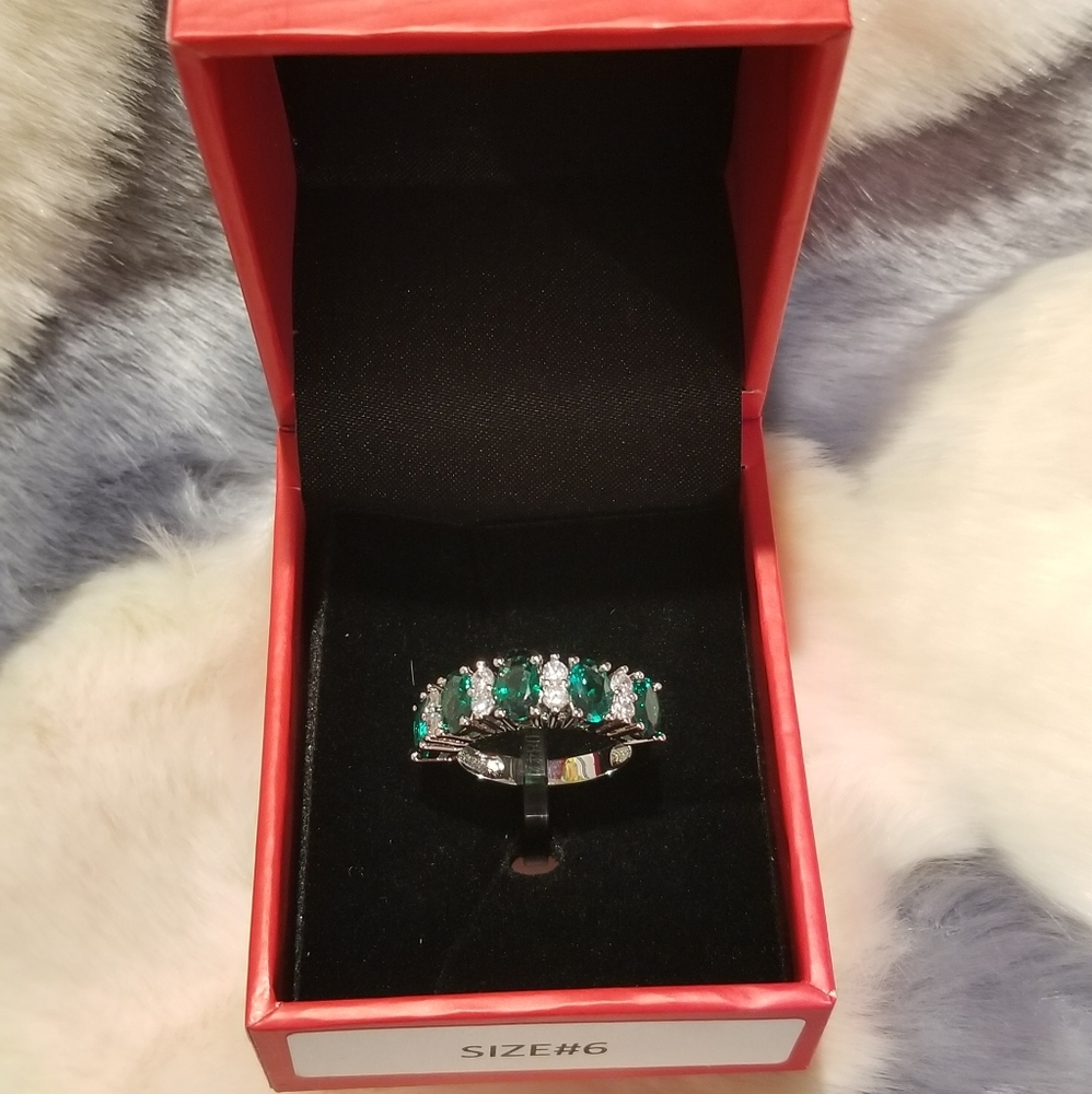 Emerald and Swarovski Crystal ring